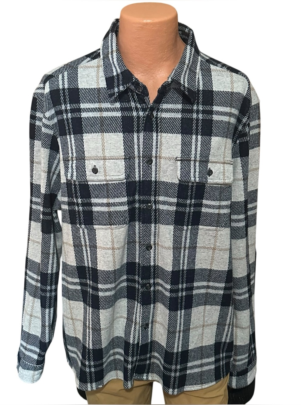 7 Diamonds Generation Plaid Stretch Flannel Button-Up Overshirt XXL